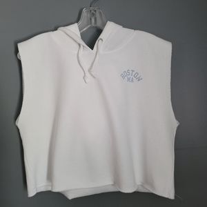 Abound White Sleeveless Hooded Crop Sweatshirt. Size M